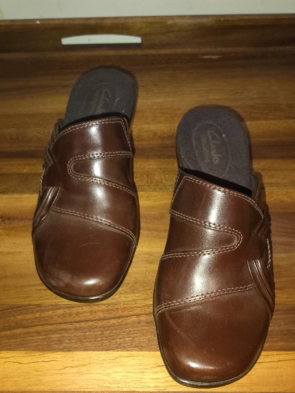 Clark's Women's Slip-On Leather Clogs in Brown